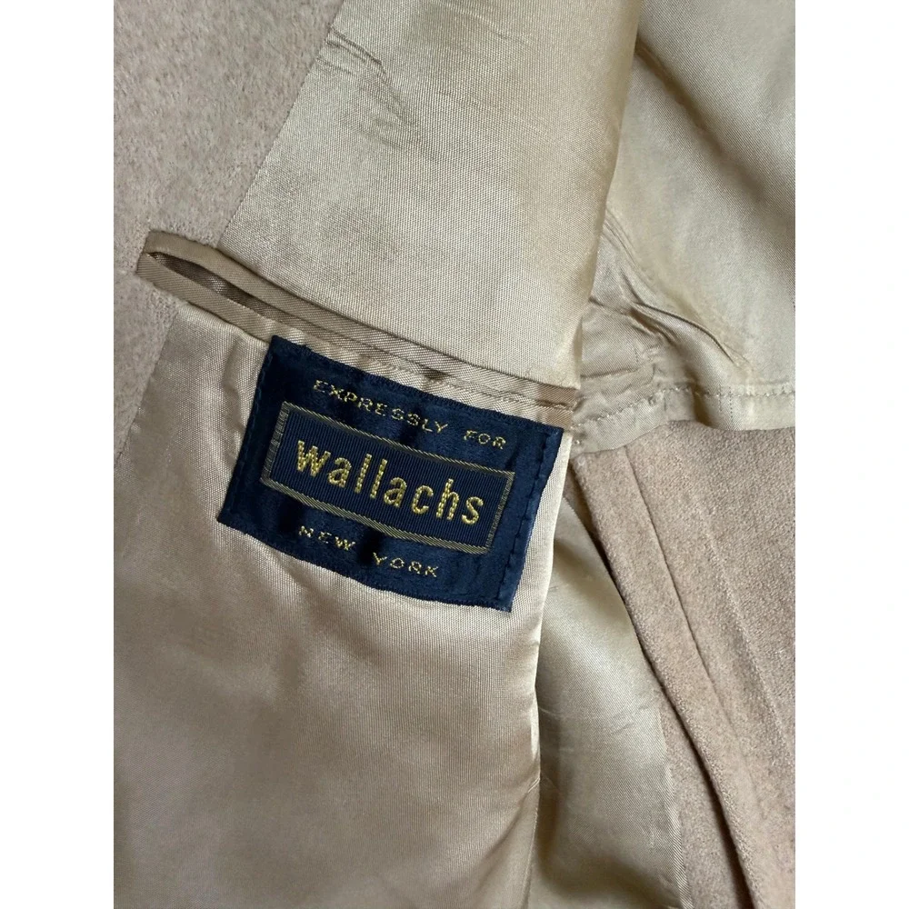 Vintage 60s Wallachs 100% Camel Hair Sport Coat Blazer Tan 42L Bespoke Mens